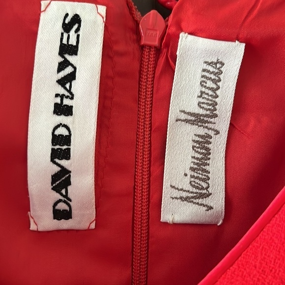 David Hayes vintage 100% red wool, midi long sleeved dress. Size 10 - Picture 2 of 10